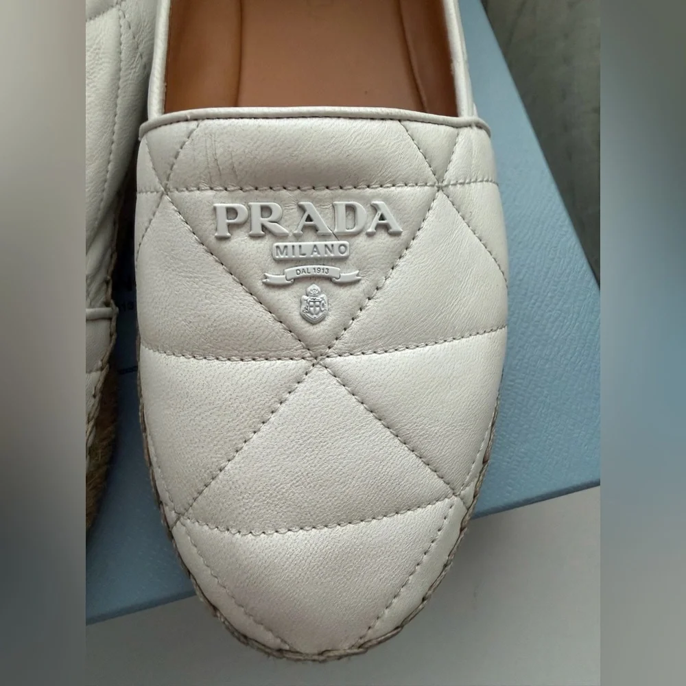 PRADA White Quilted Leather Espadrilles 🤍 - Picture 7 of 16